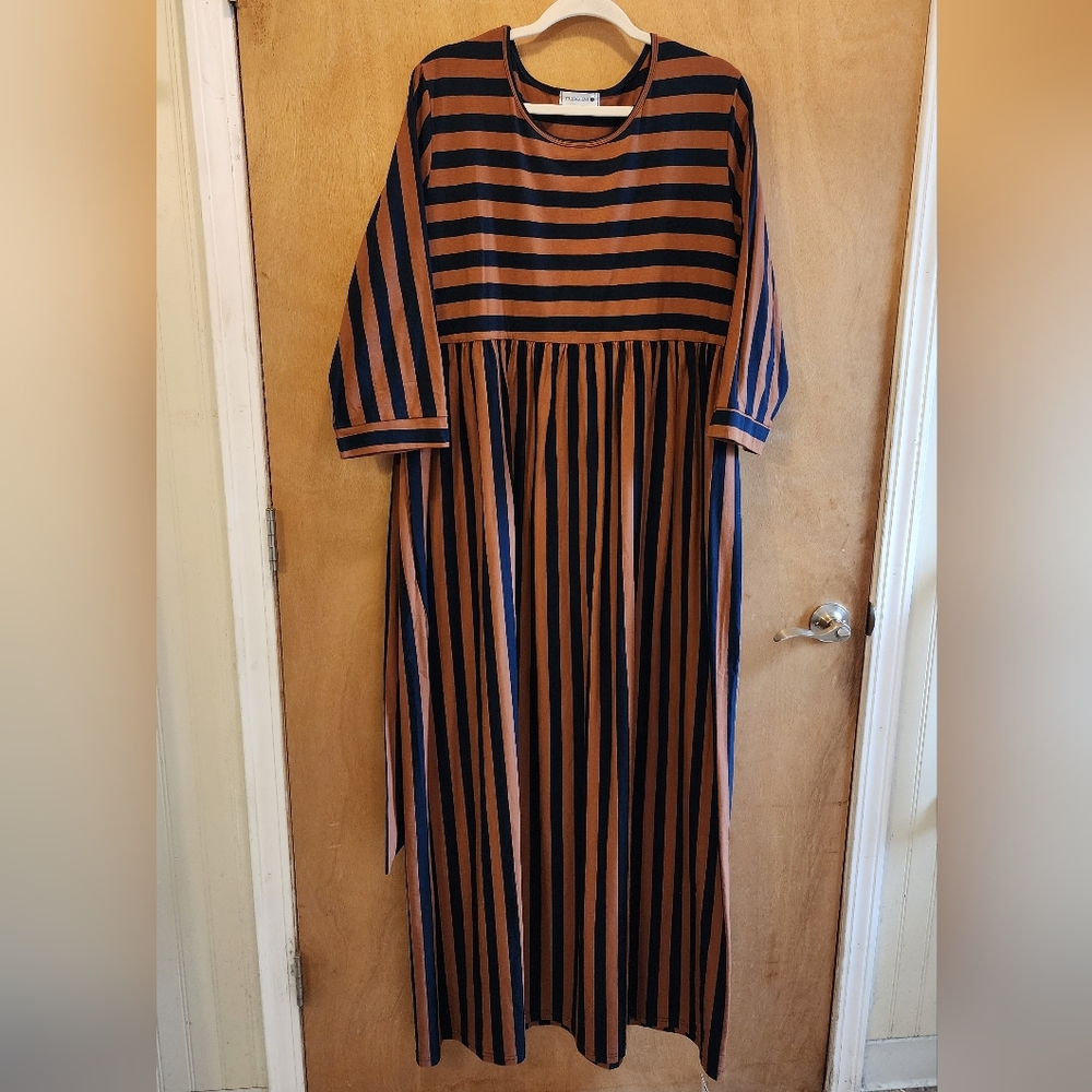 Striped Maxi Dress - Black and Brown